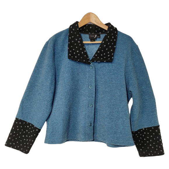 TIB Design Womens Cardigan Sweater Wool Blend Long Sleeve Blue Size L - Picture 2 of 12